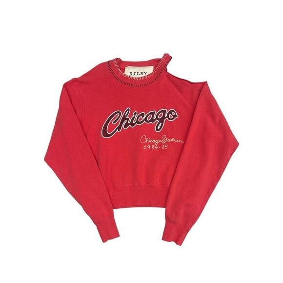 NWT Riley x Free People Chicago Hand Stitched Crew Neck Pullover Sweatshirt Med - Picture 5 of 13